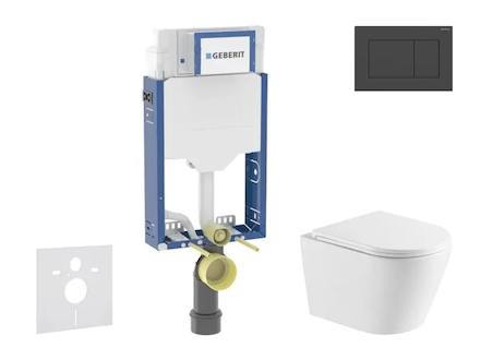 Geberit Kombifix - Set předstěnové instalace, klozetu Nefia a sedátka softclose, tlačítko Sigma20, matná černá/černá SANI15CA514