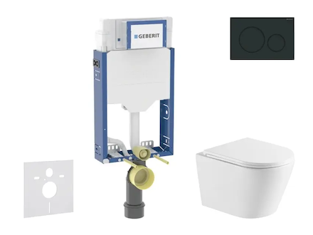 Geberit Kombifix - Set předstěnové instalace, klozetu Nefia a sedátka softclose, tlačítko Sigma20, matná černá/černá SANI15CA515