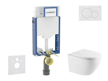 Geberit Kombifix - Set předstěnové instalace, klozetu Oudee a sedátka softclose, tlačítko Sigma01, alpská bílá SANI15CA3152