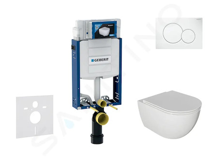 Geberit Kombifix - Set předstěnové instalace, klozetu Oudee a sedátka softclose, tlačítko Sigma01, alpská bílá SANI15CA3110