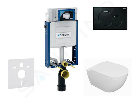 Geberit Kombifix - Set předstěnové instalace, klozetu Oudee a sedátka softclose, tlačítko Sigma01, černá SANI15CA5107