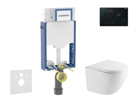 Geberit Kombifix - Set předstěnové instalace, klozetu Oudee a sedátka softclose, tlačítko Sigma01, černá SANI15CA5145