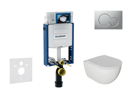 Geberit Kombifix - Set předstěnové instalace, klozetu Oudee a sedátka softclose, tlačítko Sigma01, lakovaný matný chrom SANI15CA