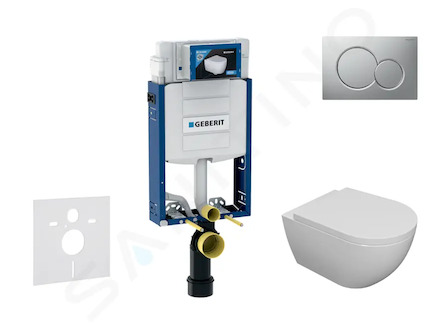 Geberit Kombifix - Set předstěnové instalace, klozetu Oudee a sedátka softclose, tlačítko Sigma01, lakovaný matný chrom SANI15CA