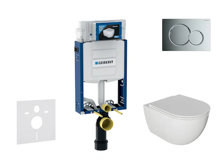 Geberit Kombifix - Set předstěnové instalace, klozetu Oudee a sedátka softclose, tlačítko Sigma01, lesklý chrom SANI15CA1114