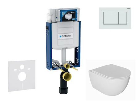 Geberit Kombifix - Set předstěnové instalace, klozetu Oudee a sedátka softclose, tlačítko Sigma20, bílá/bílá mat SANI15CA3124