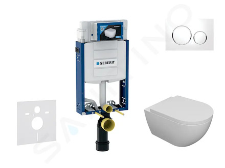 Geberit Kombifix - Set předstěnové instalace, klozetu Oudee a sedátka softclose, tlačítko Sigma20, bílá/chrom SANI15CA3101