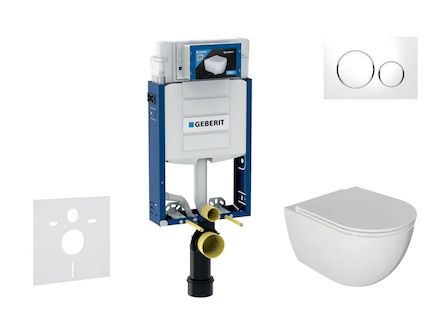 Geberit Kombifix - Set předstěnové instalace, klozetu Oudee a sedátka softclose, tlačítko Sigma20, bílá/chrom SANI15CA3111