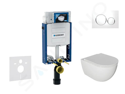 Geberit Kombifix - Set předstěnové instalace, klozetu Oudee a sedátka softclose, tlačítko Sigma20, bílá/chrom SANI15CA3111