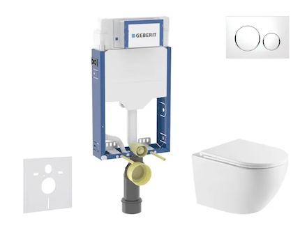 Geberit Kombifix - Set předstěnové instalace, klozetu Oudee a sedátka softclose, tlačítko Sigma20, bílá/chrom SANI15CA3153