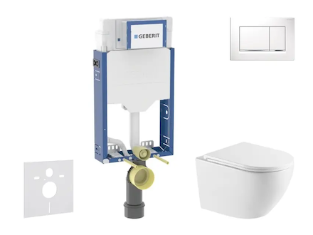 Geberit Kombifix - Set předstěnové instalace, klozetu Oudee a sedátka softclose, tlačítko Sigma20, bílá/chrom SANI15CA3154