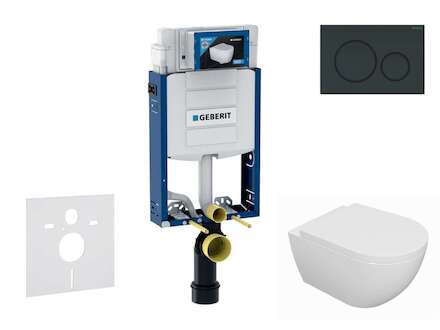 Geberit Kombifix - Set předstěnové instalace, klozetu Oudee a sedátka softclose, tlačítko Sigma20, černá lesk/černá mat SANI15CA