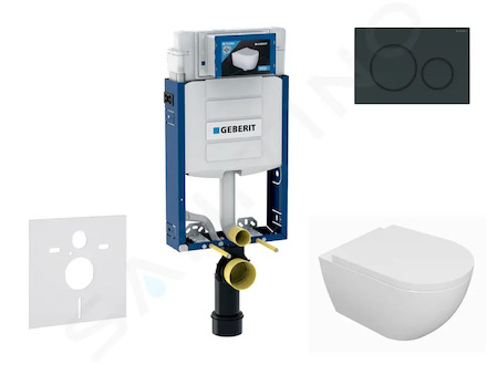 Geberit Kombifix - Set předstěnové instalace, klozetu Oudee a sedátka softclose, tlačítko Sigma20, černá lesk/černá mat SANI15CA