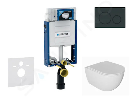 Geberit Kombifix - Set předstěnové instalace, klozetu Oudee a sedátka softclose, tlačítko Sigma20, černá lesk/černá mat SANI15CA