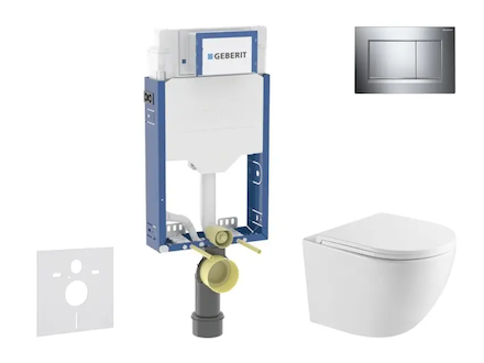 Geberit Kombifix - Set předstěnové instalace, klozetu Oudee a sedátka softclose, tlačítko Sigma20, chrom SANI15CA1139
