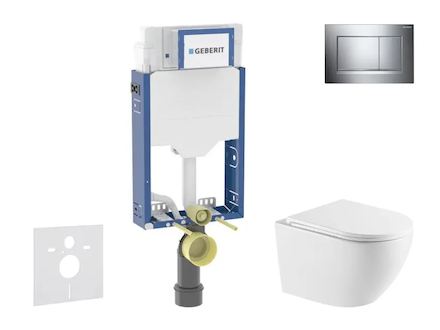 Geberit Kombifix - Set předstěnové instalace, klozetu Oudee a sedátka softclose, tlačítko Sigma20, chrom SANI15CA1143