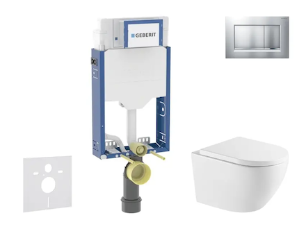 Geberit Kombifix - Set předstěnové instalace, klozetu Oudee a sedátka softclose, tlačítko Sigma20, lakovaný chrom mat/chrom SANI
