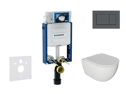 Geberit Kombifix - Set předstěnové instalace, klozetu Oudee a sedátka softclose, tlačítko Sigma20, matná černá/černá SANI15CA510