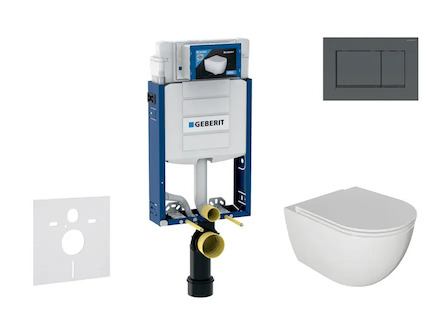 Geberit Kombifix - Set předstěnové instalace, klozetu Oudee a sedátka softclose, tlačítko Sigma20, matná černá/černá SANI15CA510