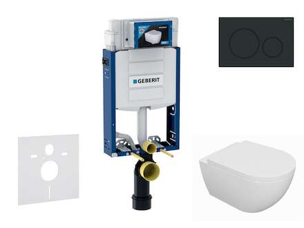 Geberit Kombifix - Set předstěnové instalace, klozetu Oudee a sedátka softclose, tlačítko Sigma20, matná černá/černá SANI15CA511