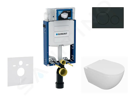 Geberit Kombifix - Set předstěnové instalace, klozetu Oudee a sedátka softclose, tlačítko Sigma20, matná černá/černá SANI15CA511