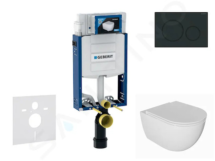 Geberit Kombifix - Set předstěnové instalace, klozetu Oudee a sedátka softclose, tlačítko Sigma20, matná černá/černá SANI15CA511