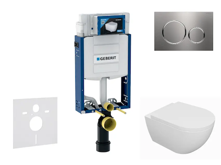 Geberit Kombifix - Set předstěnové instalace, klozetu Oudee a sedátka softclose, tlačítko Sigma20, nerez SANI15CA6100