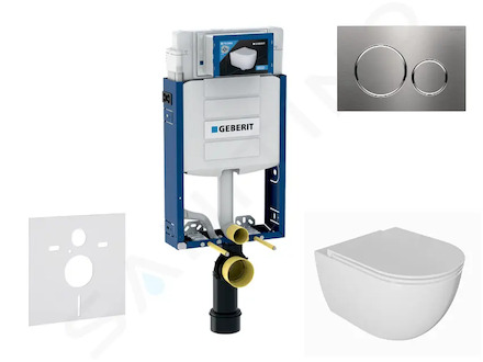 Geberit Kombifix - Set předstěnové instalace, klozetu Oudee a sedátka softclose, tlačítko Sigma20, nerez SANI15CA6101