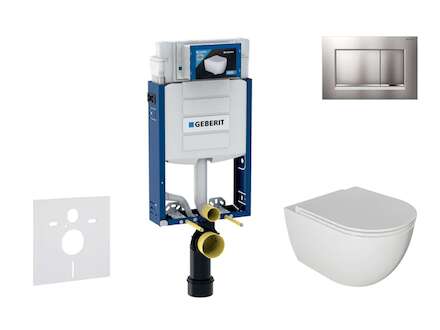 Geberit Kombifix - Set předstěnové instalace, klozetu Oudee a sedátka softclose, tlačítko Sigma30, lakovaný chrom mat/chrom SANI