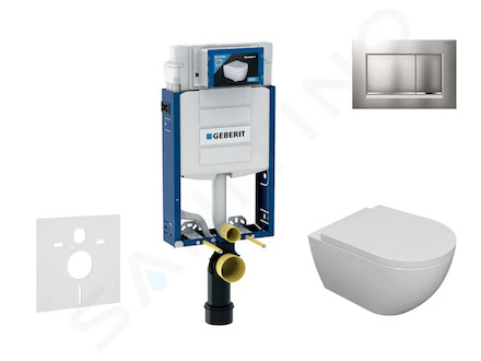 Geberit Kombifix - Set předstěnové instalace, klozetu Oudee a sedátka softclose, tlačítko Sigma30, lakovaný chrom mat/chrom SANI
