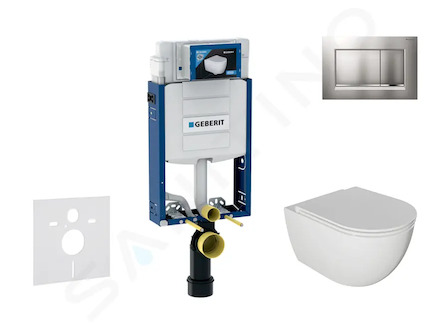 Geberit Kombifix - Set předstěnové instalace, klozetu Oudee a sedátka softclose, tlačítko Sigma30, lakovaný chrom mat/chrom SANI