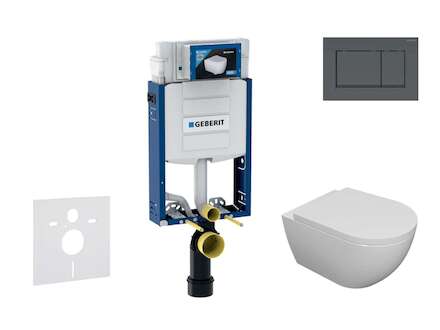 Geberit Kombifix - Set předstěnové instalace, klozetu Oudee a sedátka softclose, tlačítko Sigma30, matná černá/černá SANI15CA510