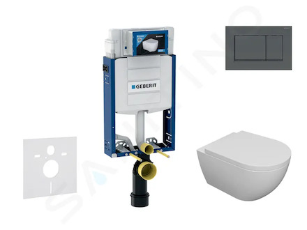 Geberit Kombifix - Set předstěnové instalace, klozetu Oudee a sedátka softclose, tlačítko Sigma30, matná černá/černá SANI15CA510