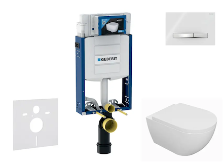 Geberit Kombifix - Set předstěnové instalace, klozetu Oudee a sedátka softclose, tlačítko Sigma50, chrom/alpská bílá SANI15CA312