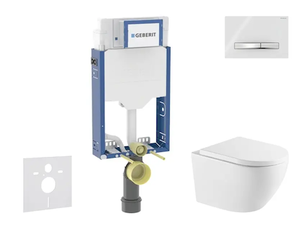 Geberit Kombifix - Set předstěnové instalace, klozetu Oudee a sedátka softclose, tlačítko Sigma50, chrom/alpská bílá SANI15CA316