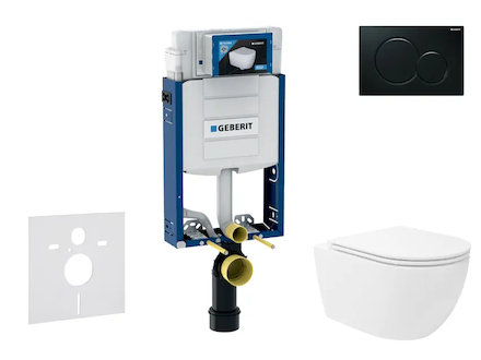 Geberit Kombifix - Set předstěnové instalace, klozetu Oudee Vortex a sedátka softclose, tlačítko Sigma01, černá SANI15CA5140