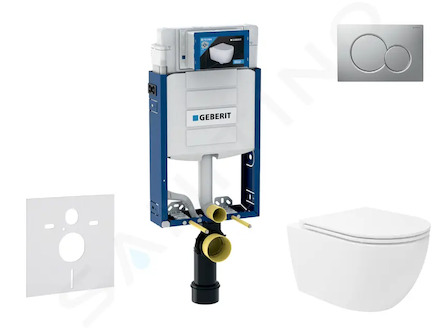 Geberit Kombifix - Set předstěnové instalace, klozetu Oudee Vortex a sedátka softclose, tlačítko Sigma01, lakovaný matný chrom S