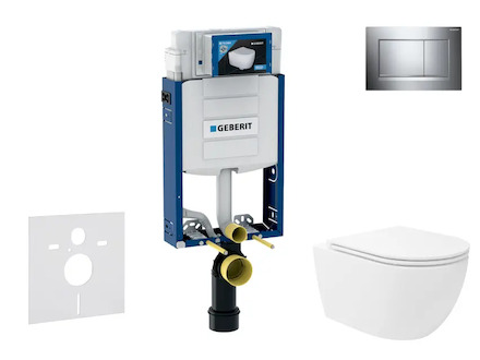 Geberit Kombifix - Set předstěnové instalace, klozetu Oudee Vortex a sedátka softclose, tlačítko Sigma20, chrom SANI15CA1135
