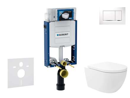 Geberit Kombifix - Set předstěnové instalace, klozetu Oudee Vortex a sedátka softclose, tlačítko Sigma30, bílá/chrom SANI15CA318