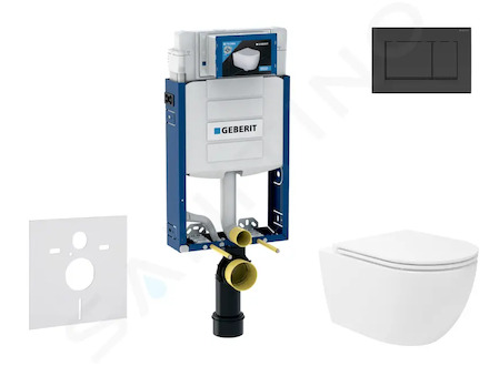 Geberit Kombifix - Set předstěnové instalace, klozetu Oudee Vortex a sedátka softclose, tlačítko Sigma30, matná černá/černá SANI