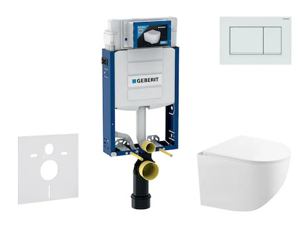 Geberit Kombifix - Set předstěnové instalace, kompaktního klozetu Gaia a sedátka softclose, tlačítko Sigma20, bílá/bílá mat SANI