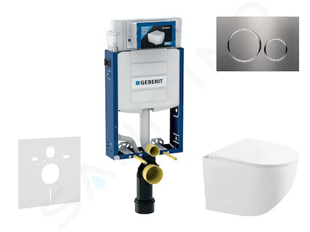 Geberit Kombifix - Set předstěnové instalace, kompaktního klozetu Gaia a sedátka softclose, tlačítko Sigma20, nerez SANI15CA6103
