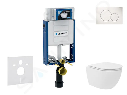 Geberit Kombifix - Set předstěnové instalace, kompaktního klozetu Oudee Vortex a sedátka softclose, tlačítko Sigma01, alpská bíl