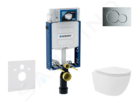 Geberit Kombifix - Set předstěnové instalace, kompaktního klozetu Oudee Vortex a sedátka softclose, tlačítko Sigma01, lesklý chr