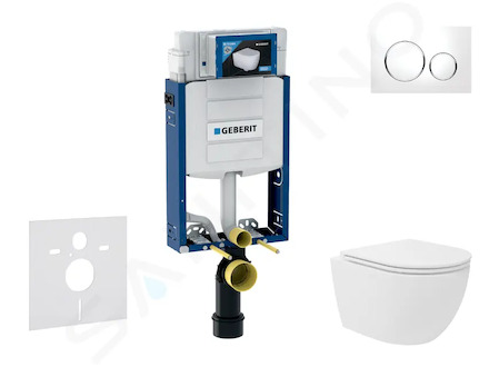 Geberit Kombifix - Set předstěnové instalace, kompaktního klozetu Oudee Vortex a sedátka softclose, tlačítko Sigma20, bílá/chrom