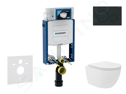 Geberit Kombifix - Set předstěnové instalace, kompaktního klozetu Oudee Vortex a sedátka softclose, tlačítko Sigma20, matná čern