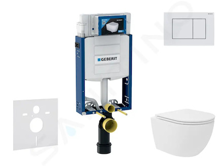 Geberit Kombifix - Set předstěnové instalace, kompaktního klozetu Oudee Vortex a sedátka softclose, tlačítko Sigma30, bílá/bílá 