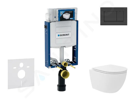 Geberit Kombifix - Set předstěnové instalace, kompaktního klozetu Oudee Vortex a sedátka softclose, tlačítko Sigma30, matná čern
