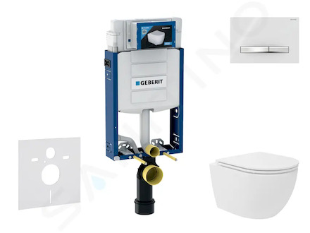 Geberit Kombifix - Set předstěnové instalace, kompaktního klozetu Oudee Vortex a sedátka softclose, tlačítko Sigma50, chrom/alps