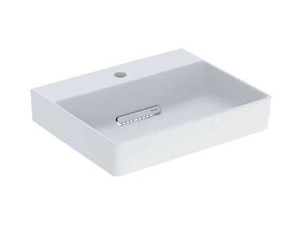 Geberit ONE - Umyvadlo na desku 50x41x14 cm, skrytý přepad, otvor pro baterii, vodorovný odtok, matná bílá 505.026.00.1